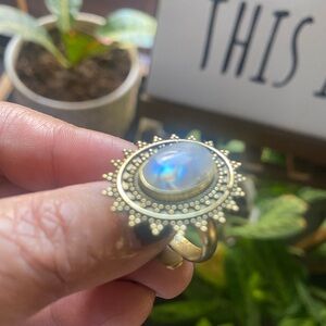 Women's Opal Brass Ring in Size 7